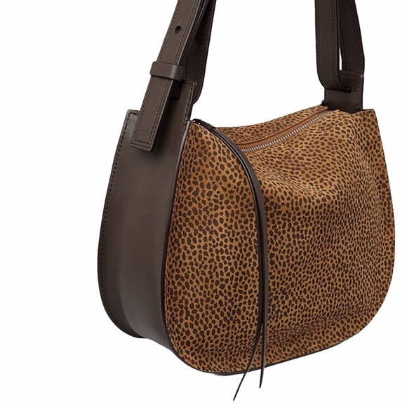 new Allsaints ☻︎ Suede Leopard Print Hobo Bag ☻︎ - Picture 3 of 16